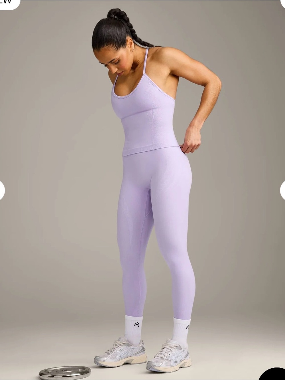 ENHANCELIFT SEAMLESS STRAPPY RACER TANK TOP WITH BUILT IN BRA SHELF GRAY LOGO